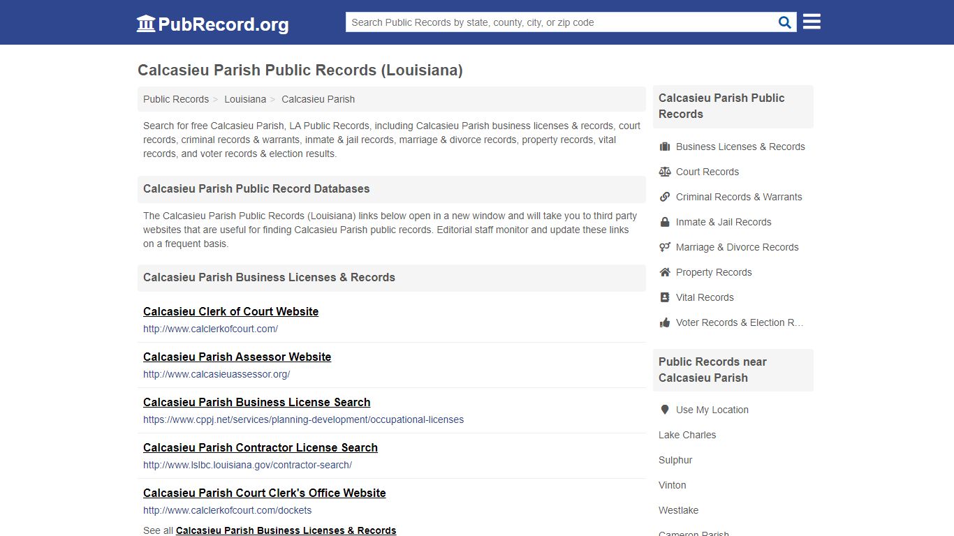 Free Calcasieu Parish Public Records (Louisiana Public Records)